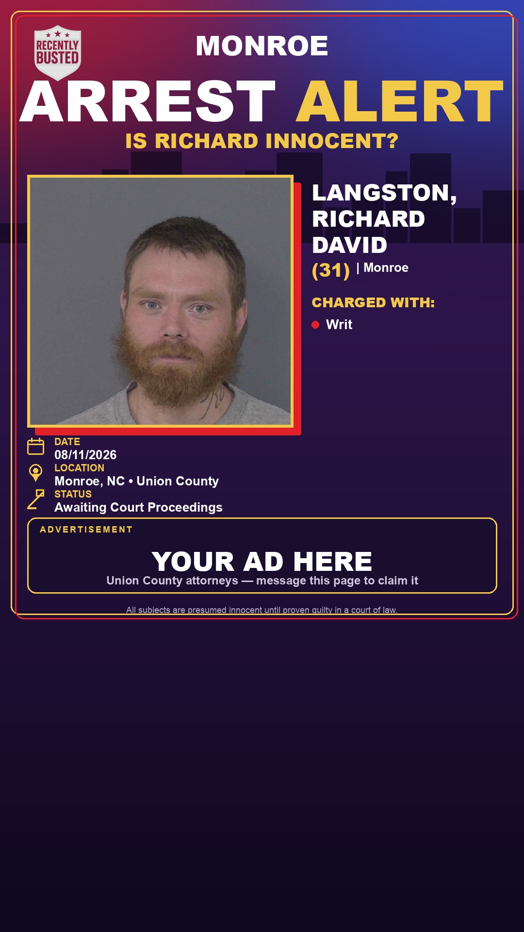 Arrest report - LANGSTON, RICHARD DAVID