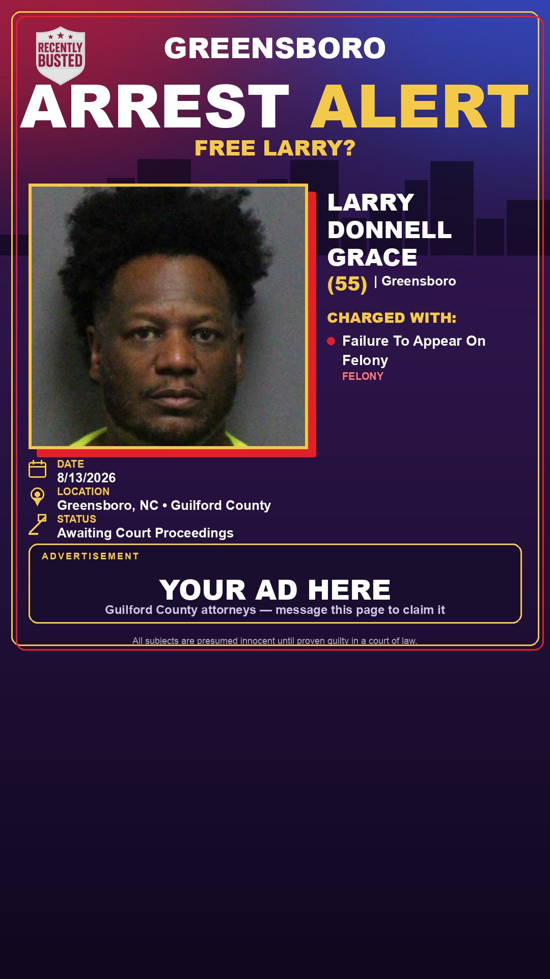 Arrest report - LARRY DONNELL GRACE