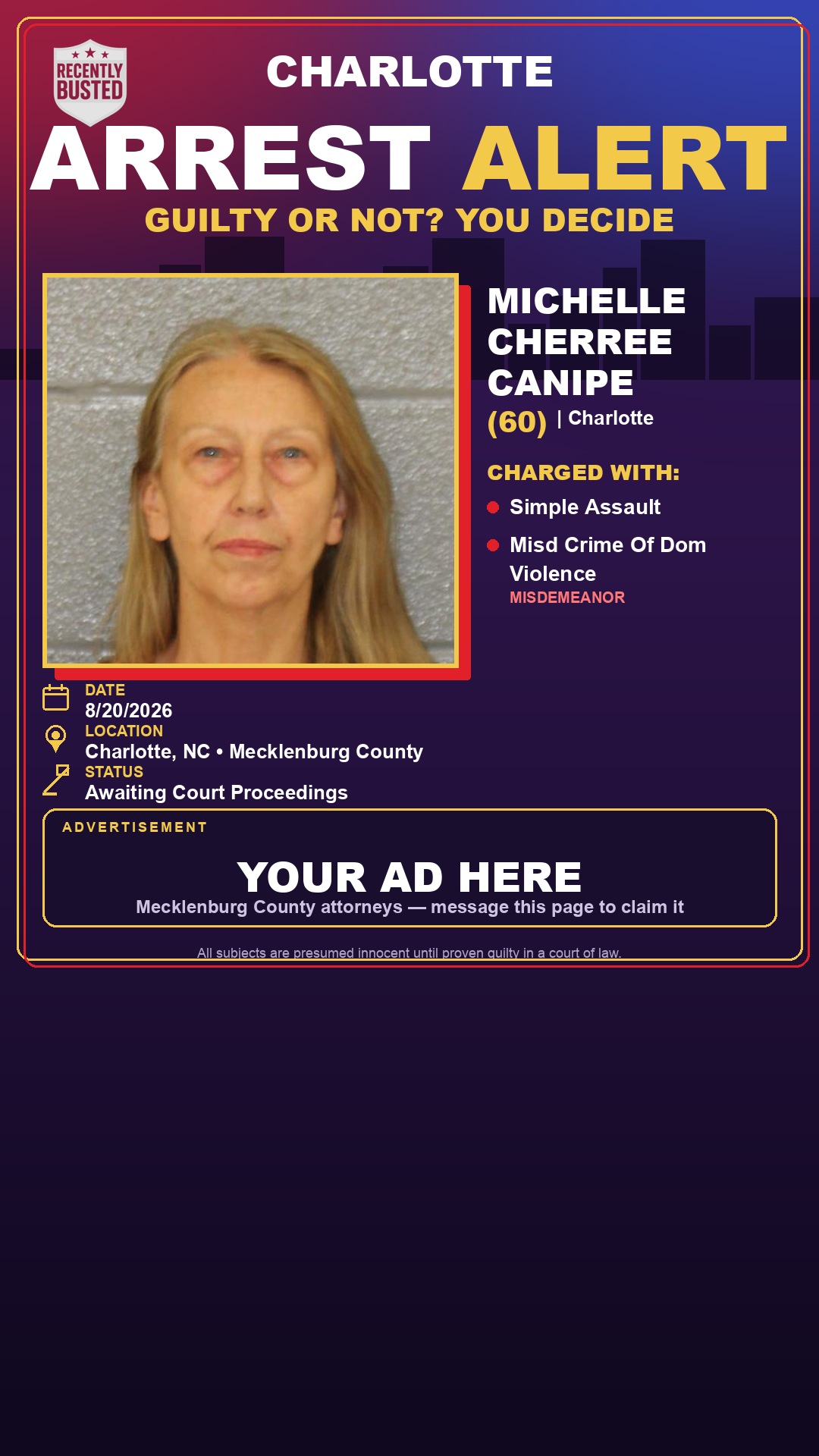 Arrest report - MICHELLE CHERREE CANIPE