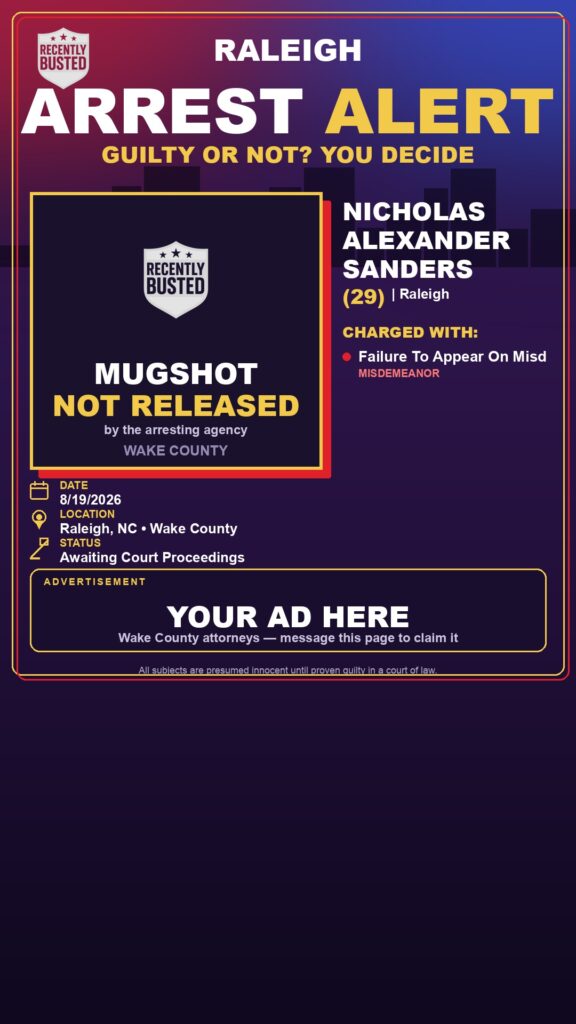 Arrest report — NICHOLAS ALEXANDER SANDERS