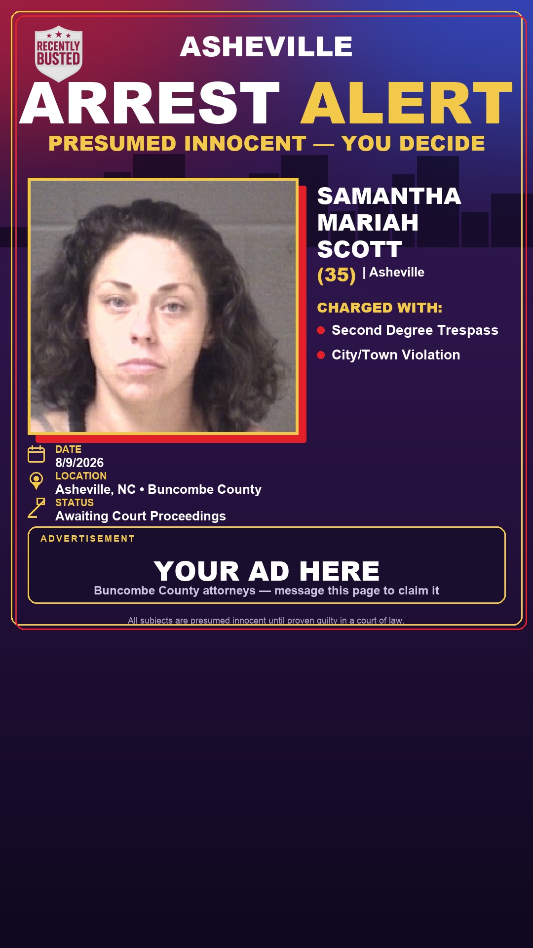 Arrest report - SAMANTHA MARIAH SCOTT