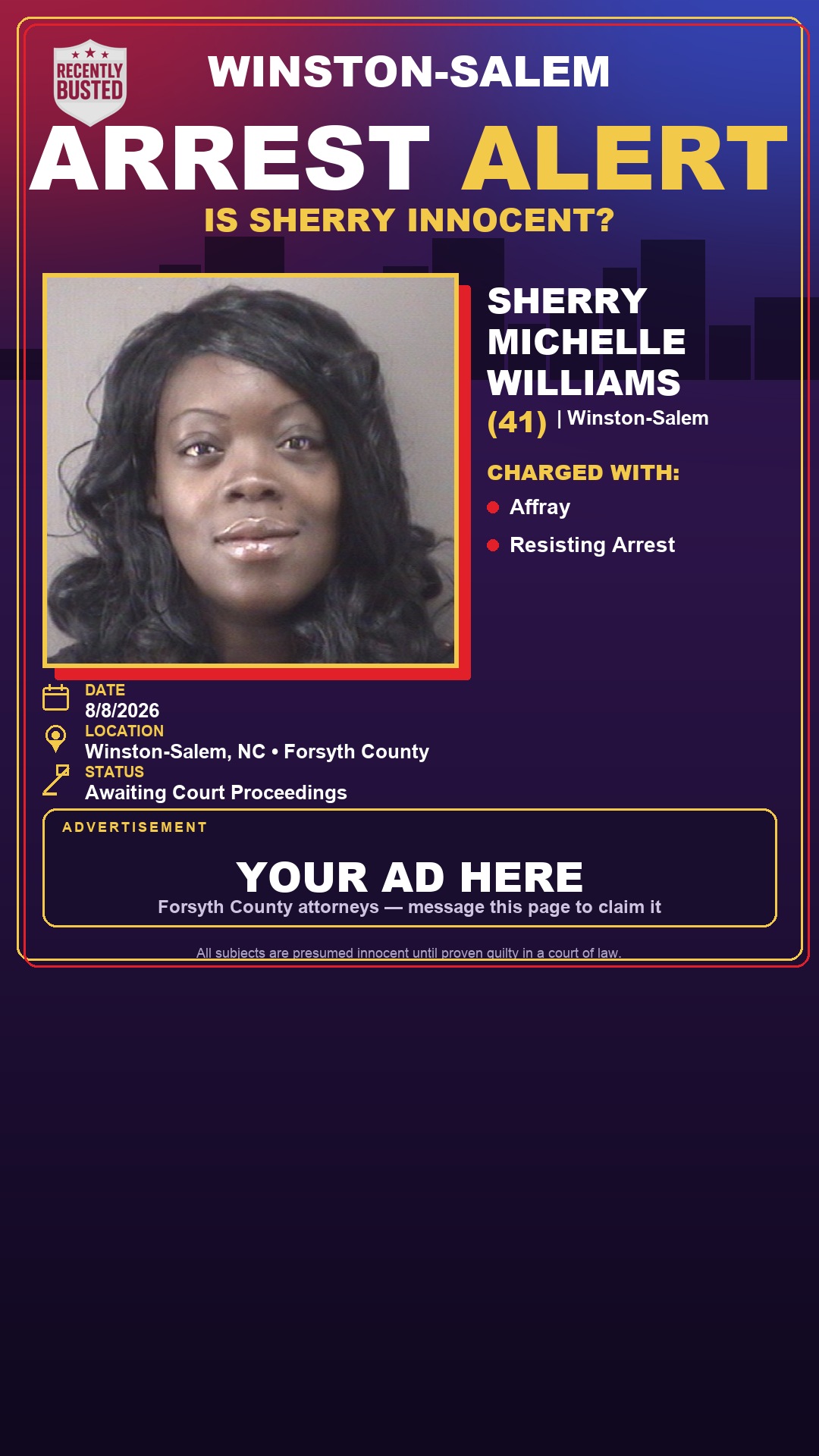 Arrest report - SHERRY MICHELLE WILLIAMS