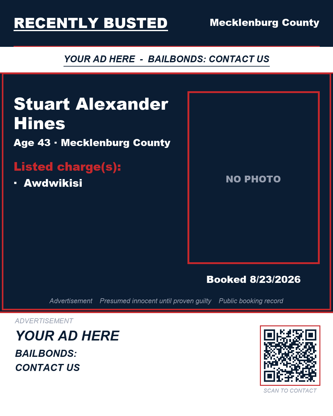 Arrest report - STUART ALEXANDER HINES