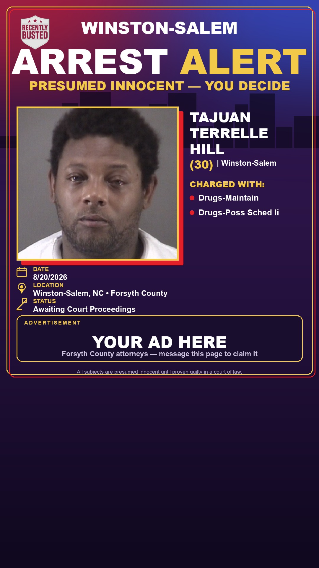 Arrest report - TAJUAN TERRELLE HILL