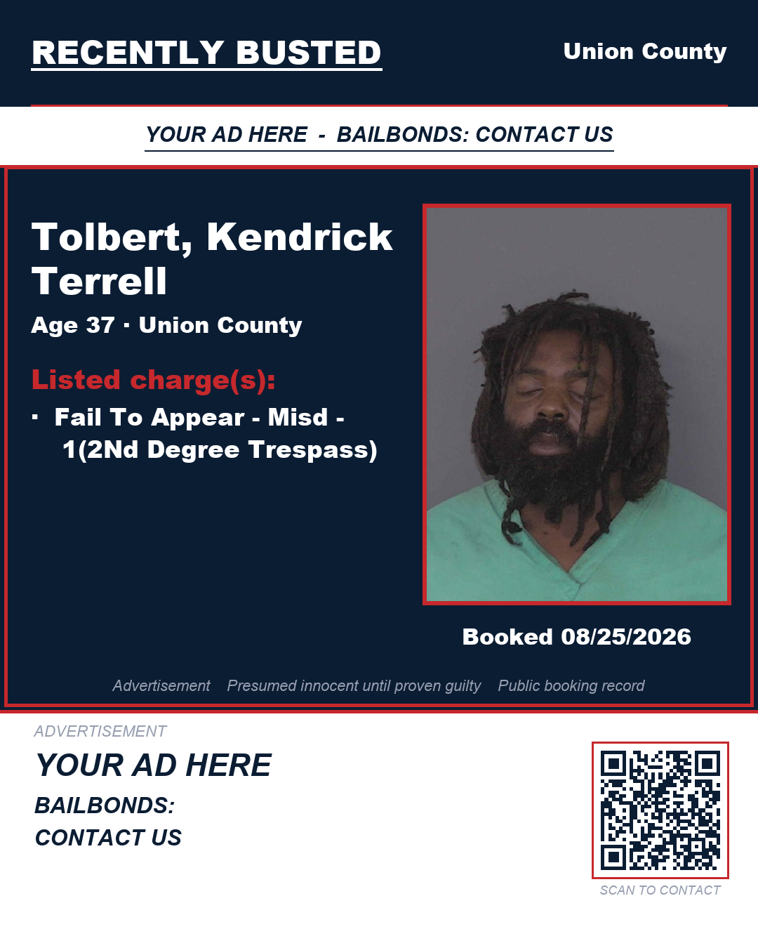 Arrest report - TOLBERT, KENDRICK TERRELL