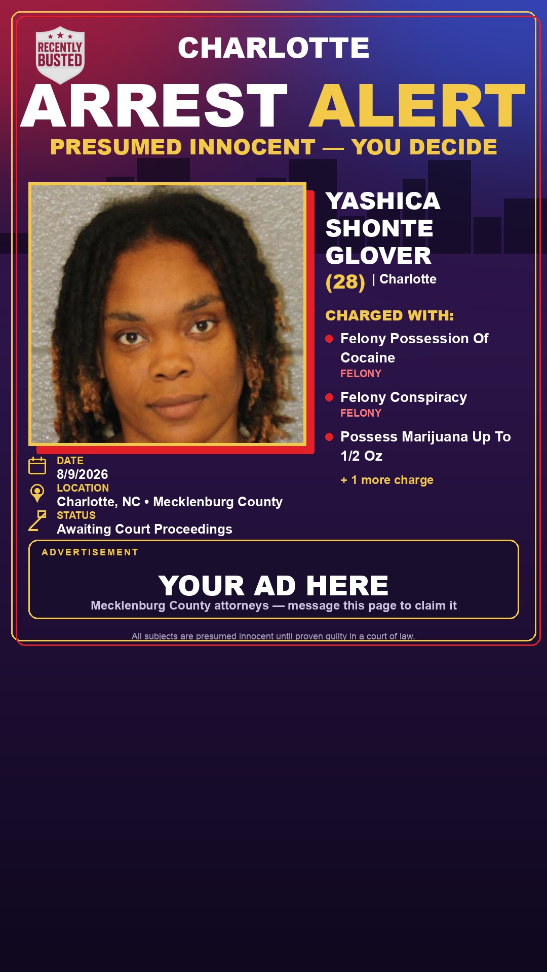 Arrest report - YASHICA SHONTE GLOVER