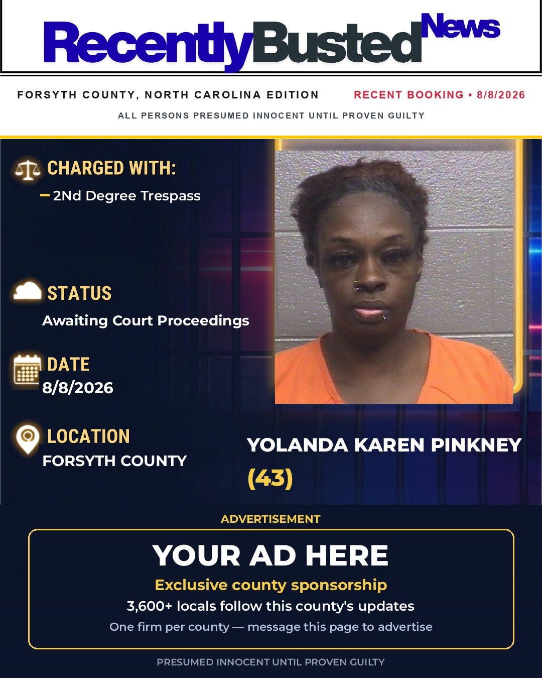 Arrest report - YOLANDA KAREN PINKNEY