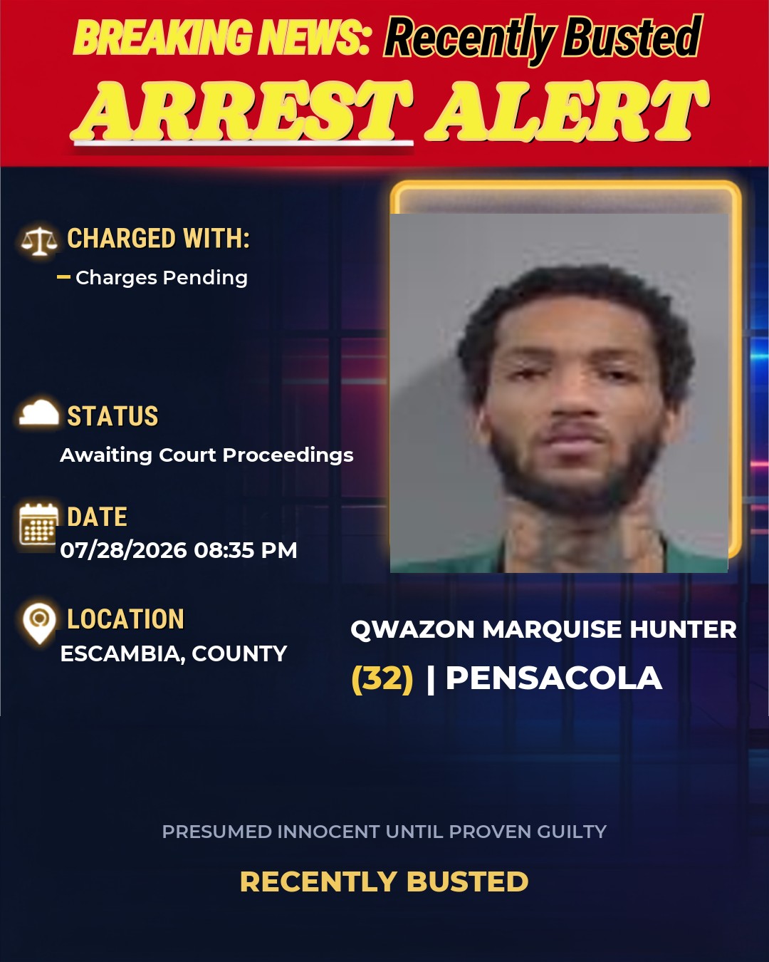 Arrest report - Qwazon Marquise Hunter