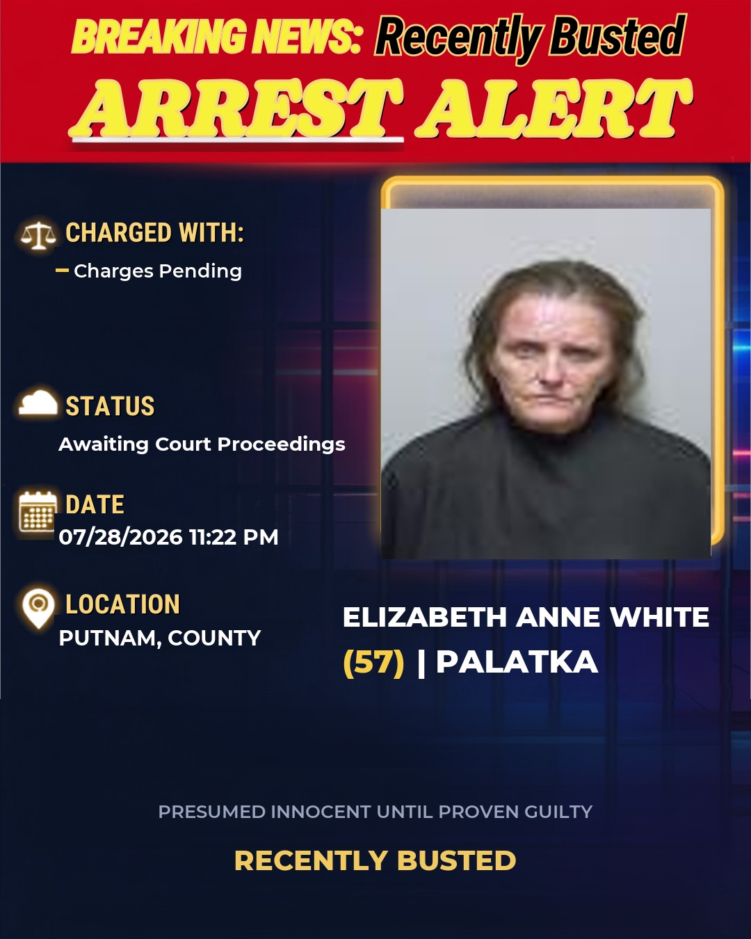 Arrest report - Elizabeth Anne White