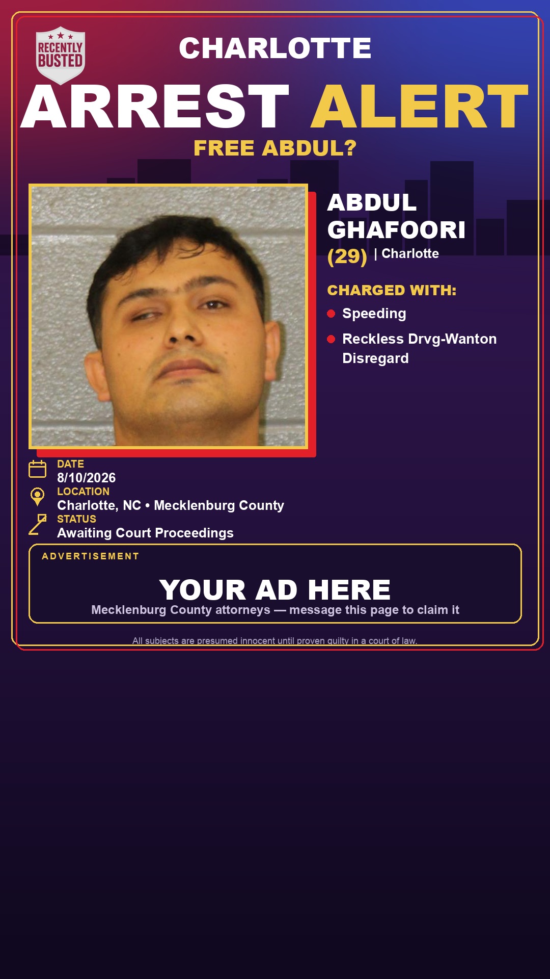 Arrest report - ABDUL GHAFOORI