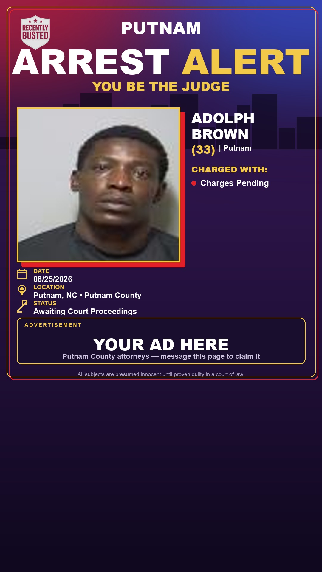 Arrest report - Adolph Brown