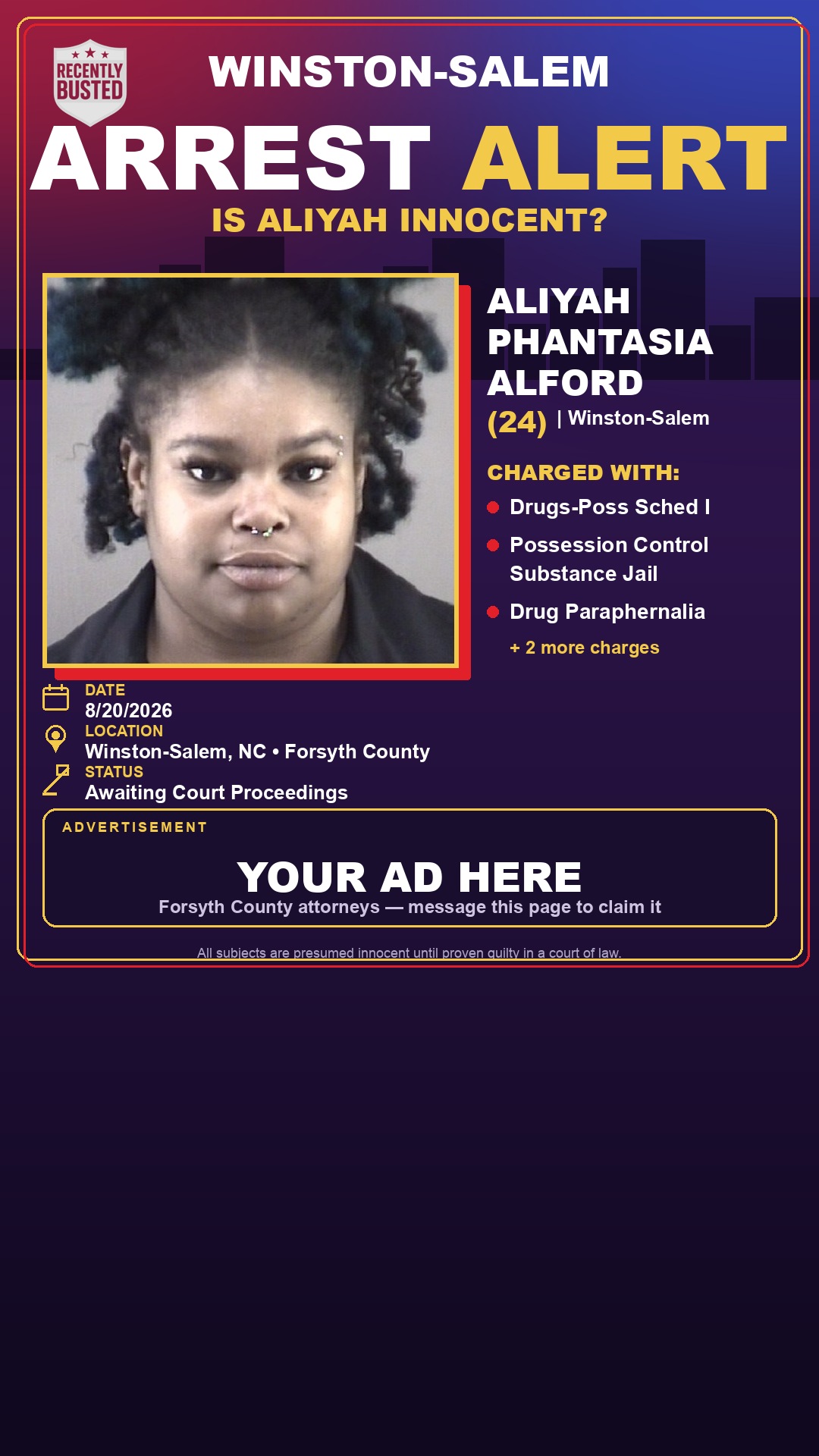Arrest report - ALIYAH PHANTASIA ALFORD