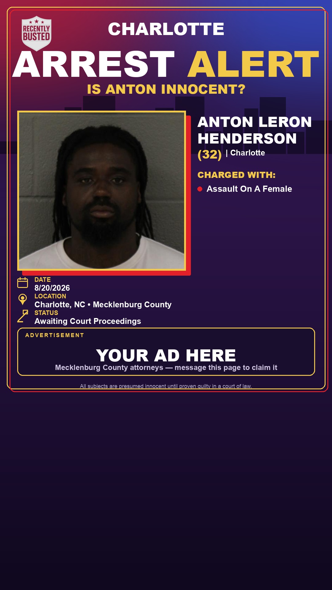 Arrest report - ANTON LERON HENDERSON