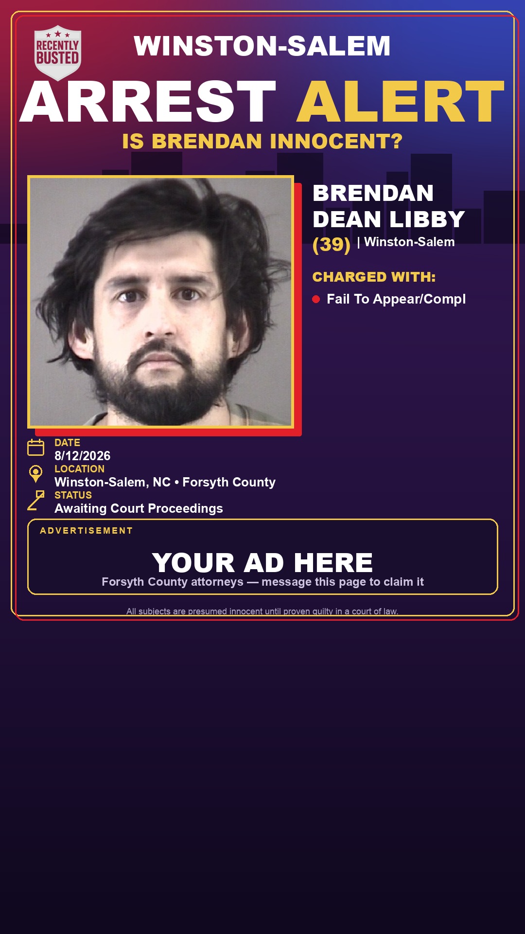 Arrest report - BRENDAN DEAN LIBBY