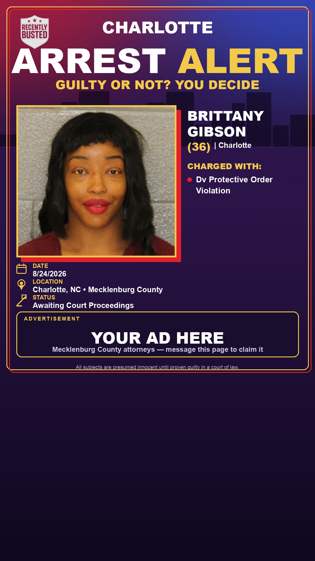 Arrest report - BRITTANY GIBSON