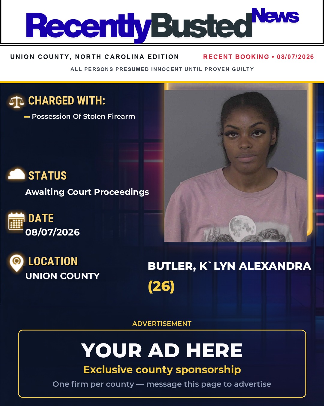 Arrest report - BUTLER, K`LYN ALEXANDRA