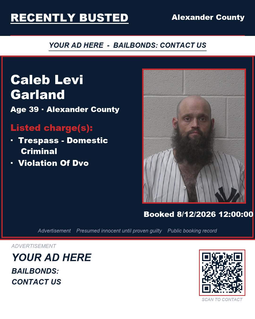 Arrest report - CALEB LEVI GARLAND