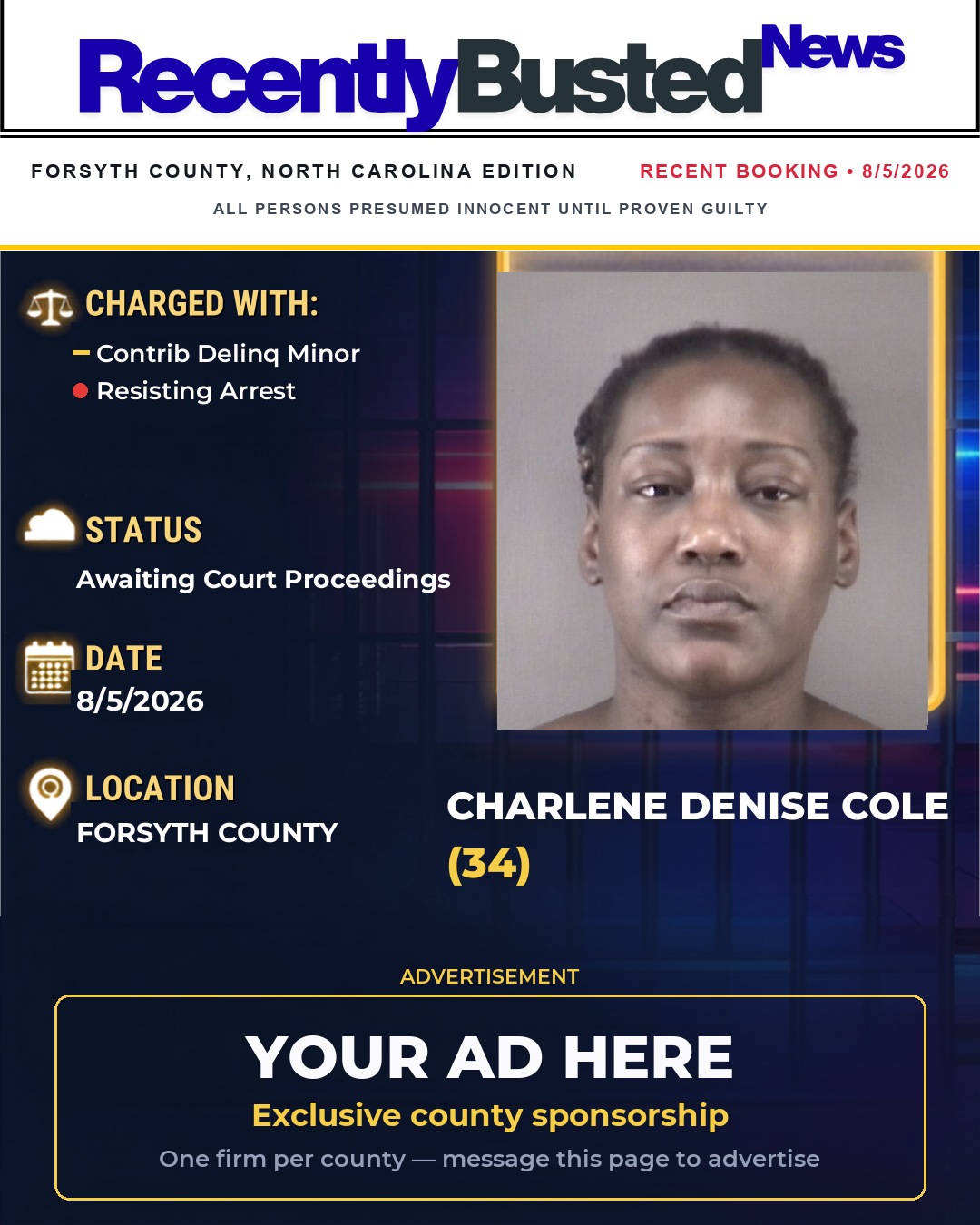 Arrest report - CHARLENE DENISE COLE