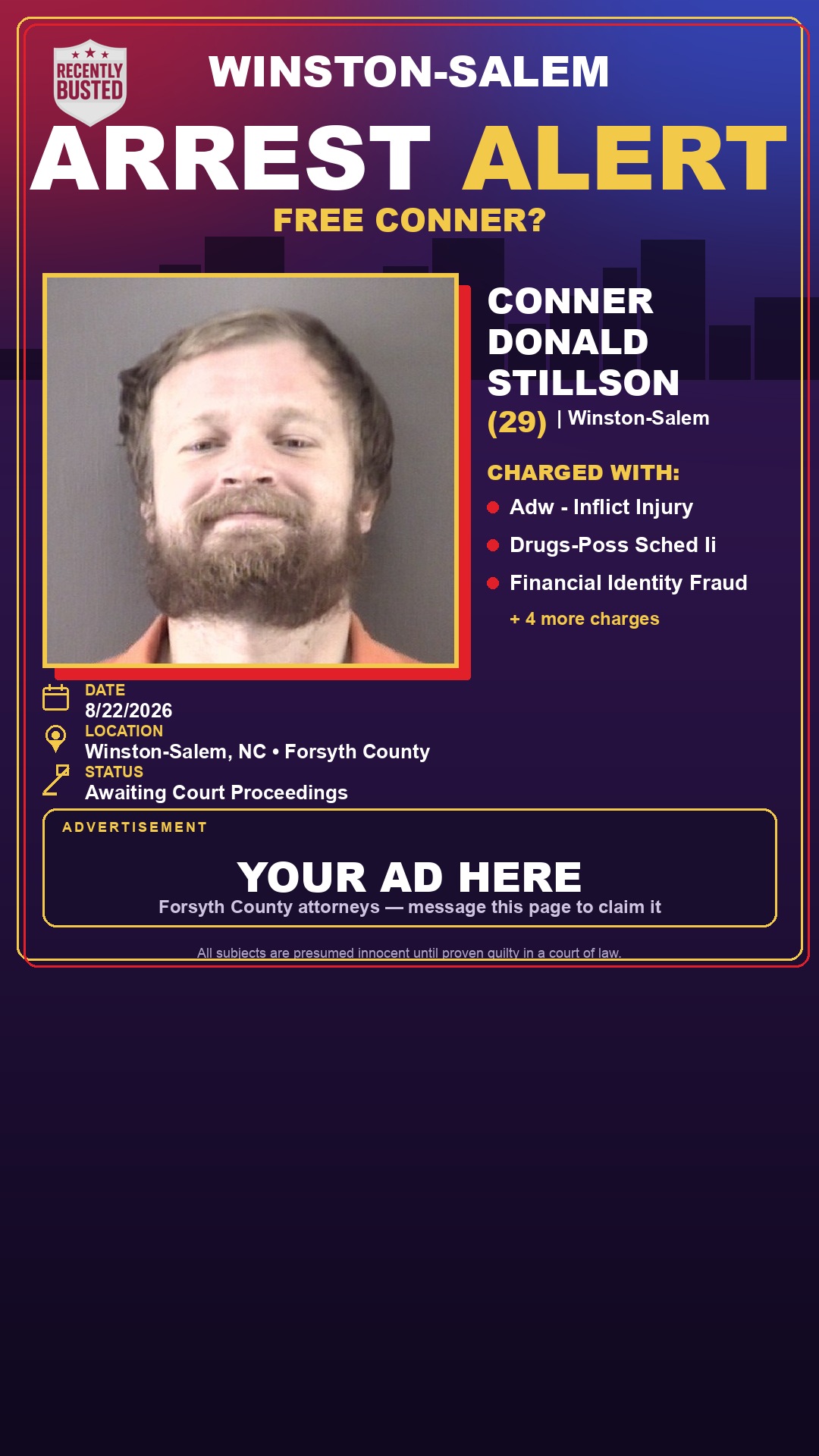 Arrest report - CONNER DONALD STILLSON