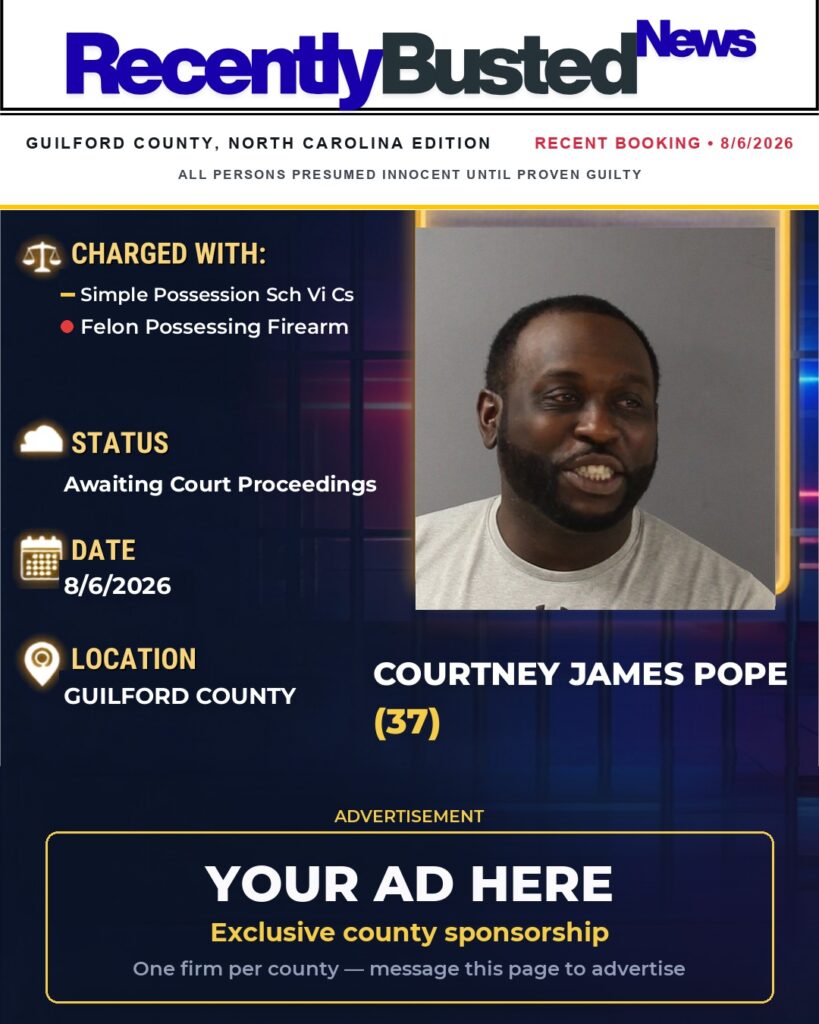 Arrest report — COURTNEY JAMES POPE