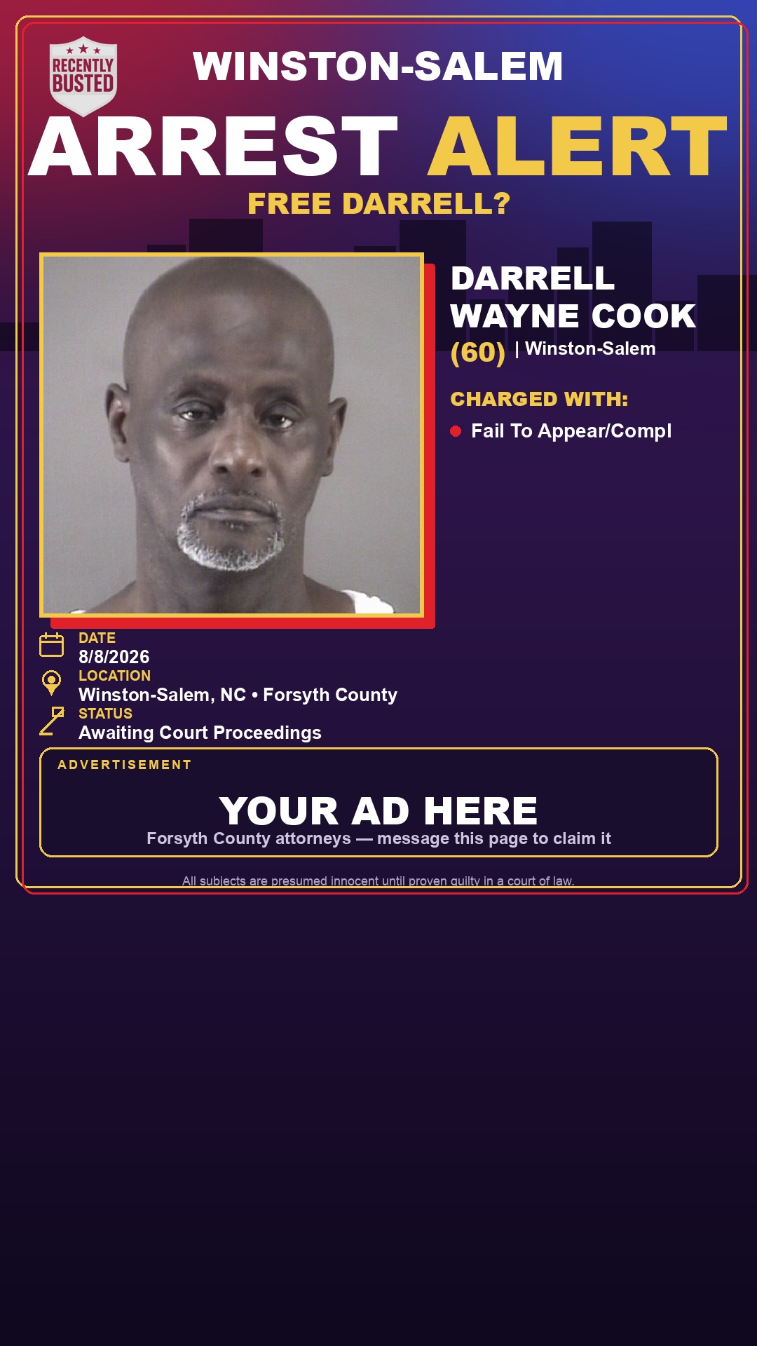 Arrest report - DARRELL WAYNE COOK