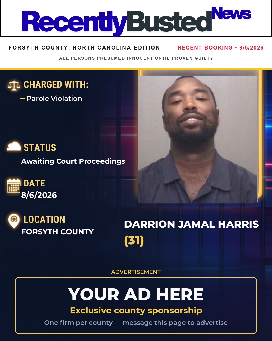 Arrest report - DARRION JAMAL HARRIS