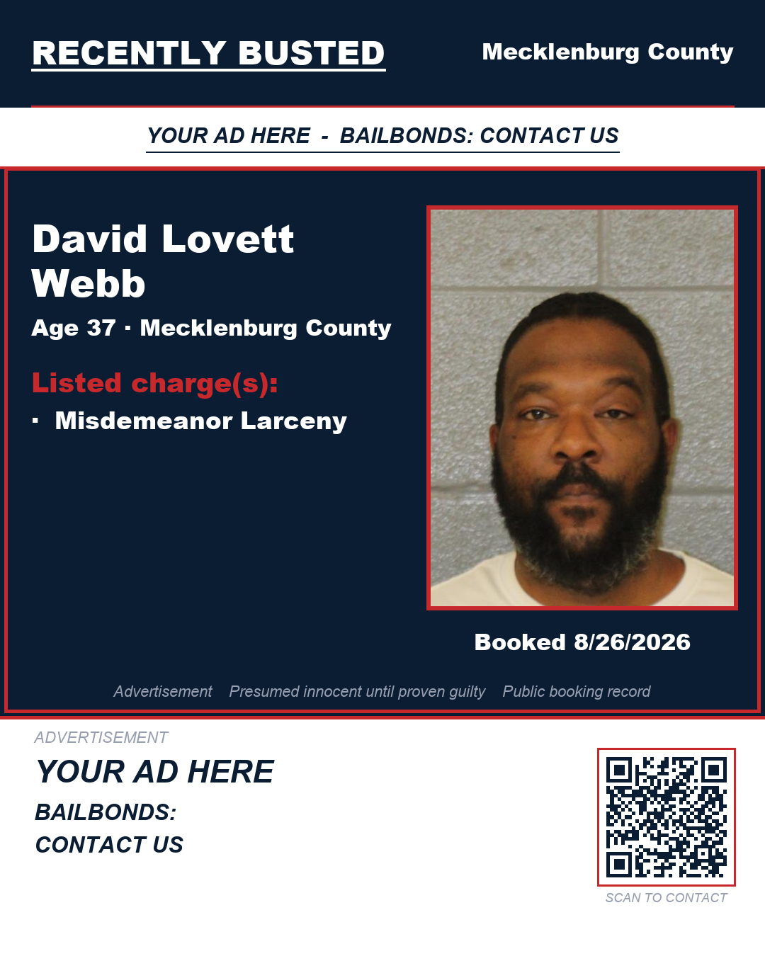Arrest report - DAVID LOVETT WEBB