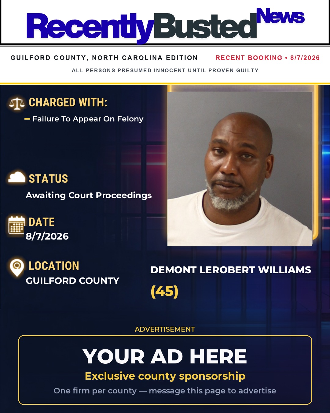 Arrest report - DEMONT LEROBERT WILLIAMS