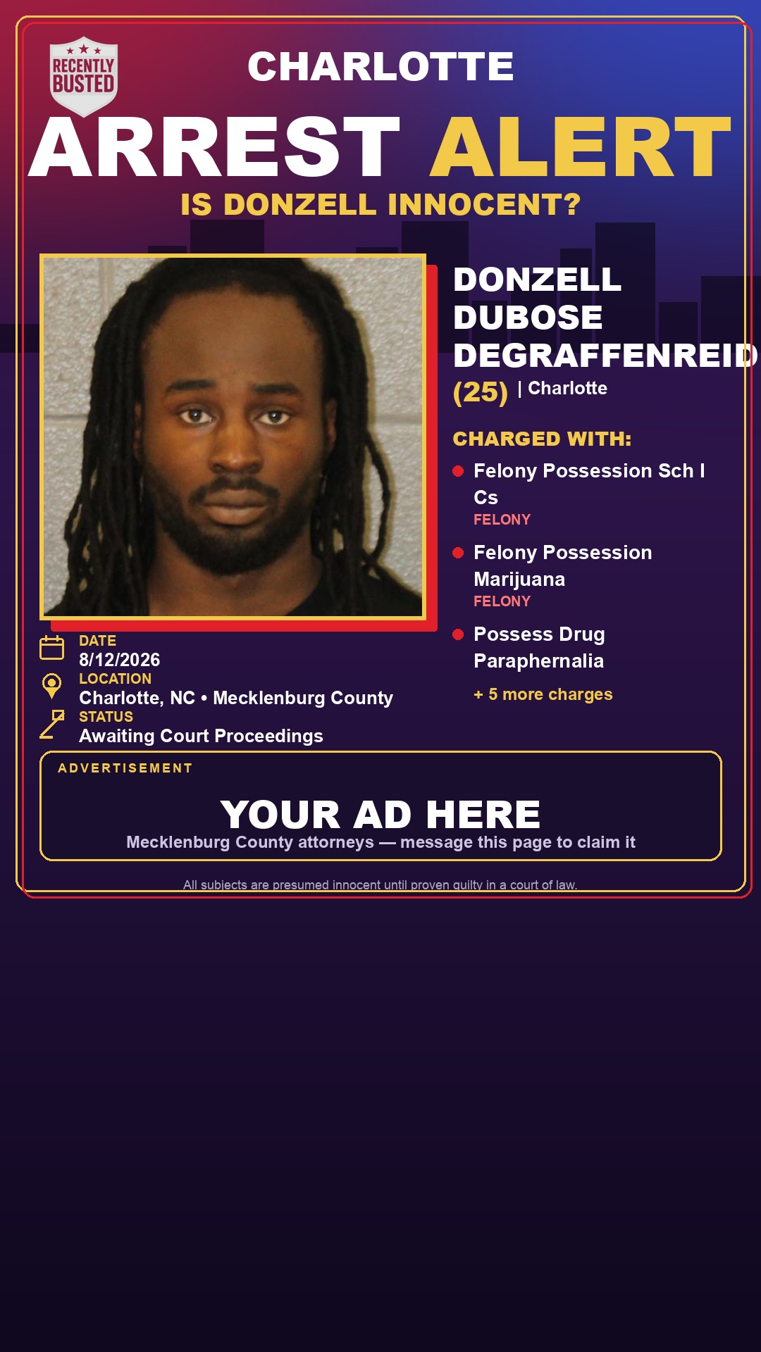 Arrest report - DONZELL DUBOSE DEGRAFFENREID