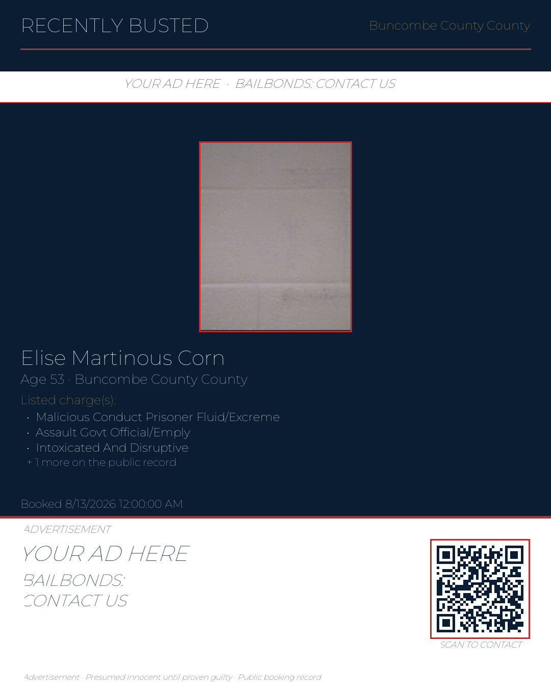 Arrest report - ELISE MARTINOUS CORN