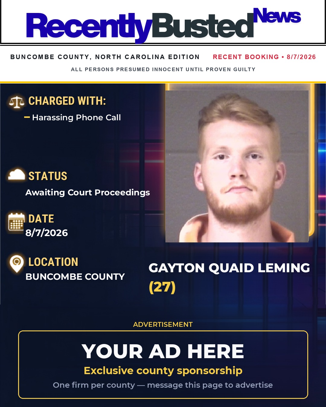 Arrest report - GAYTON QUAID LEMING