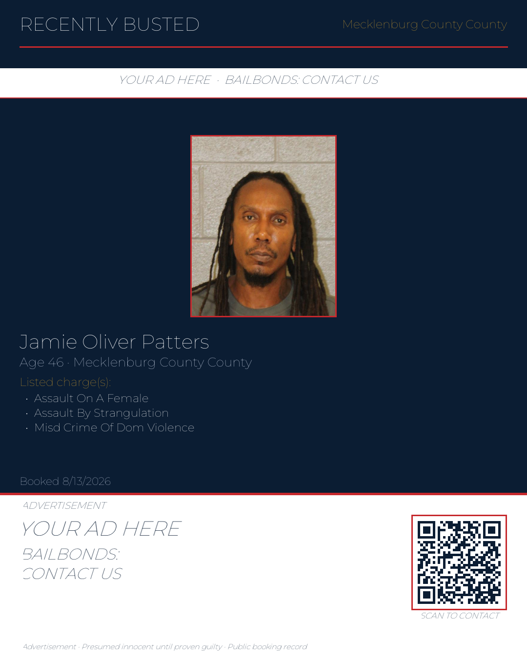 Arrest report - JAMIE OLIVER PATTERS