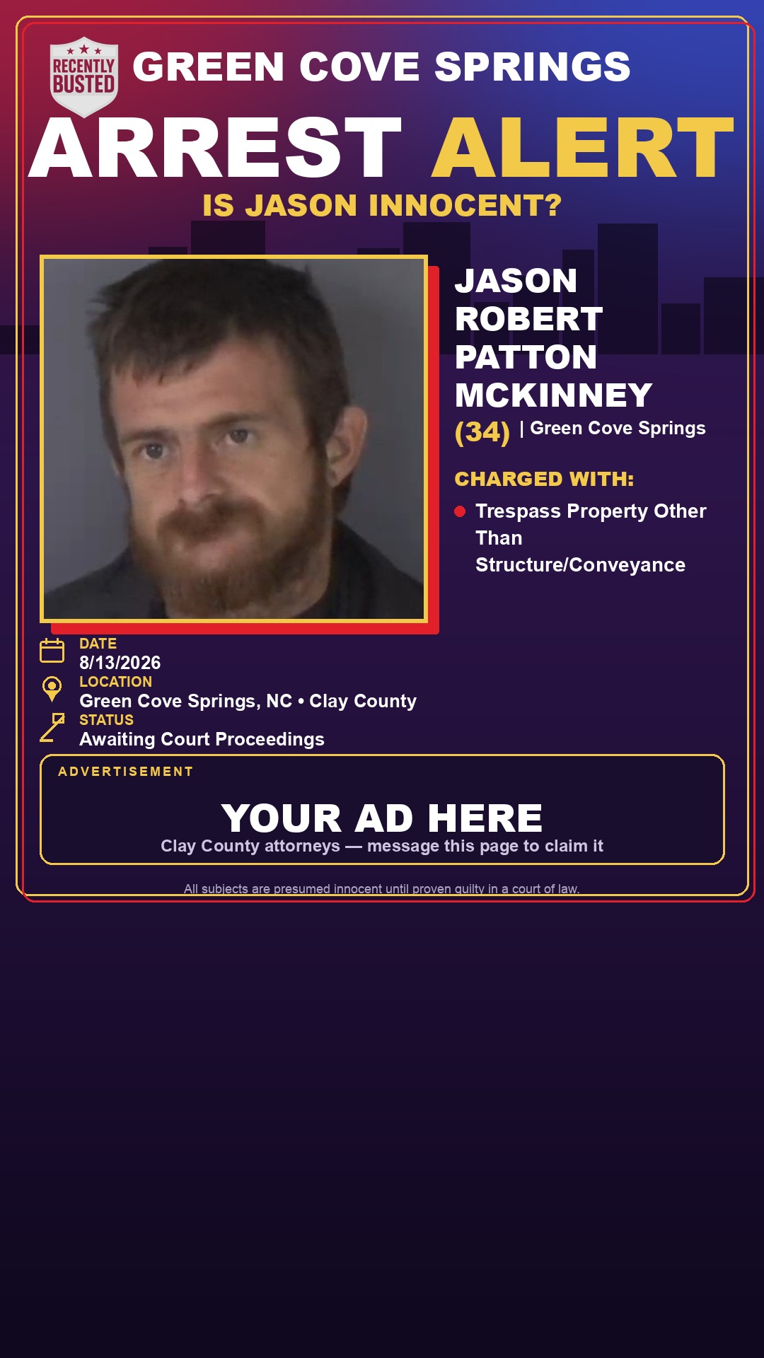 Arrest report - JASON ROBERT PATTON MCKINNEY