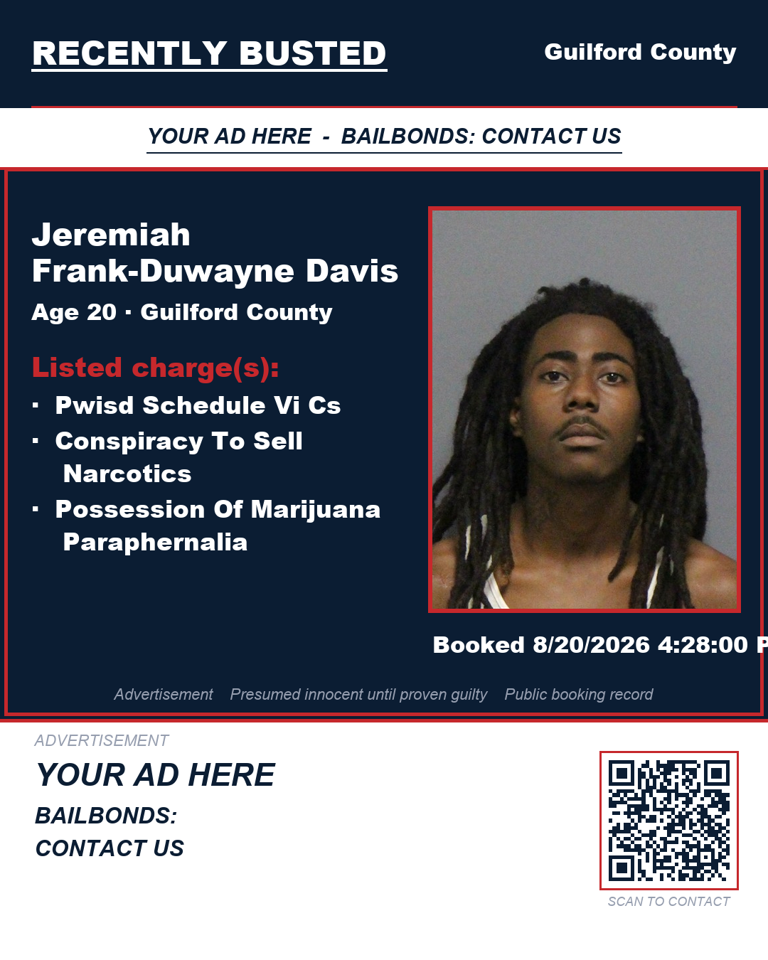 Arrest report - JEREMIAH FRANK-DUWAYNE DAVIS