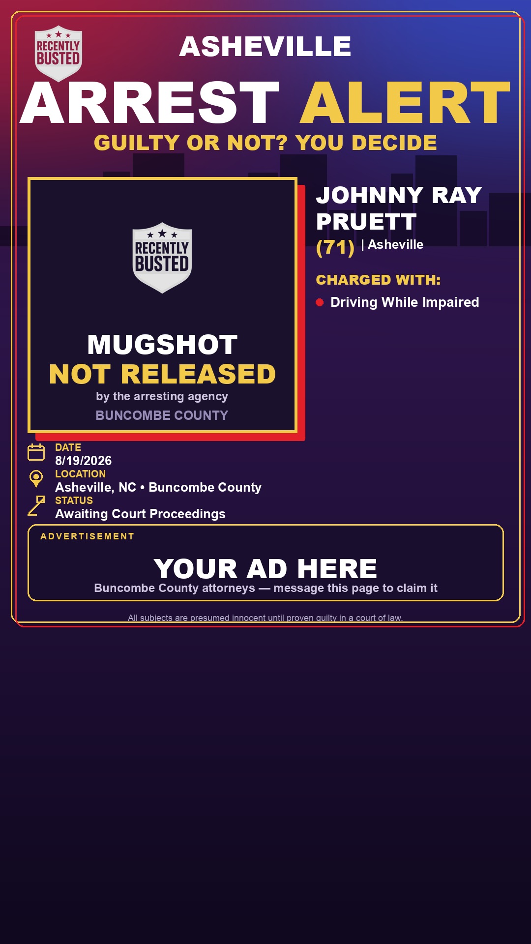 Arrest report - JOHNNY RAY PRUETT