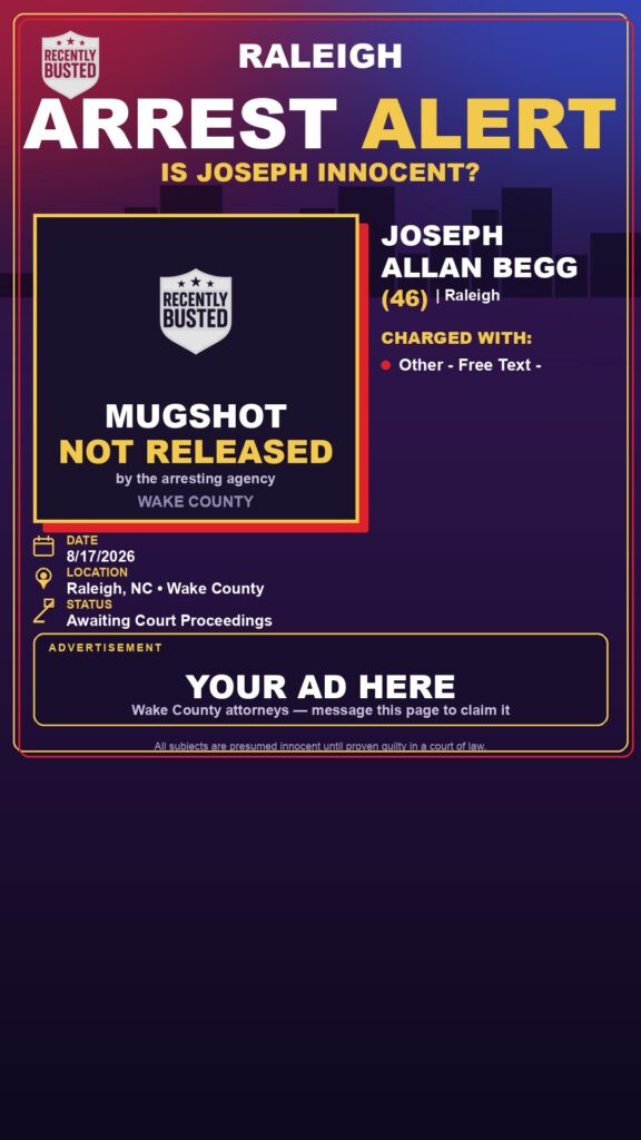 Arrest report — JOSEPH ALLAN BEGG