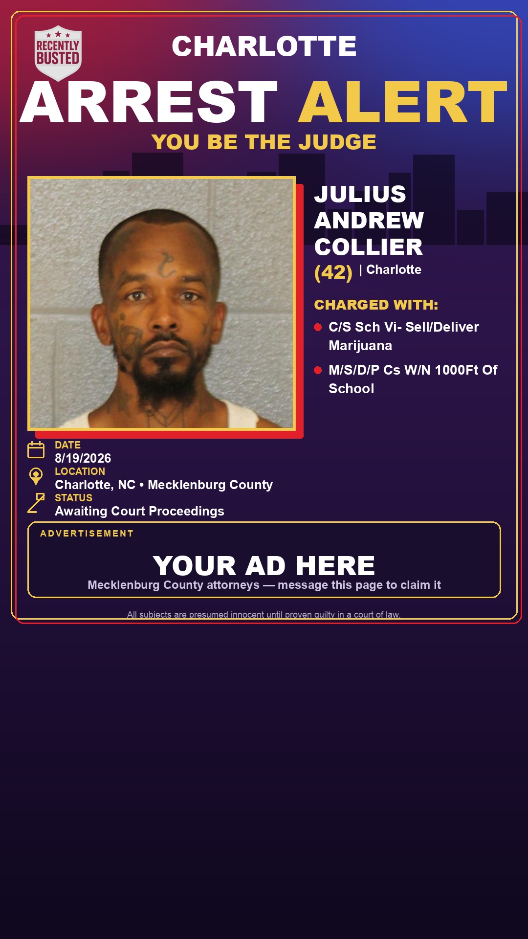 Arrest report - JULIUS ANDREW COLLIER