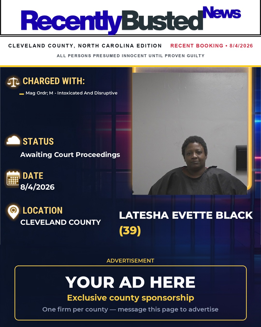 Arrest report - LATESHA EVETTE BLACK