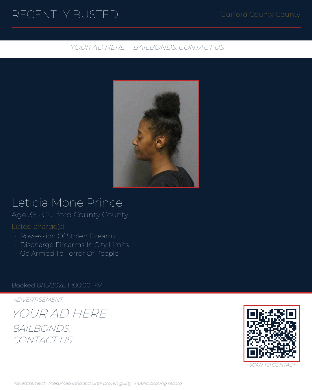 Arrest report - LETICIA MONE PRINCE