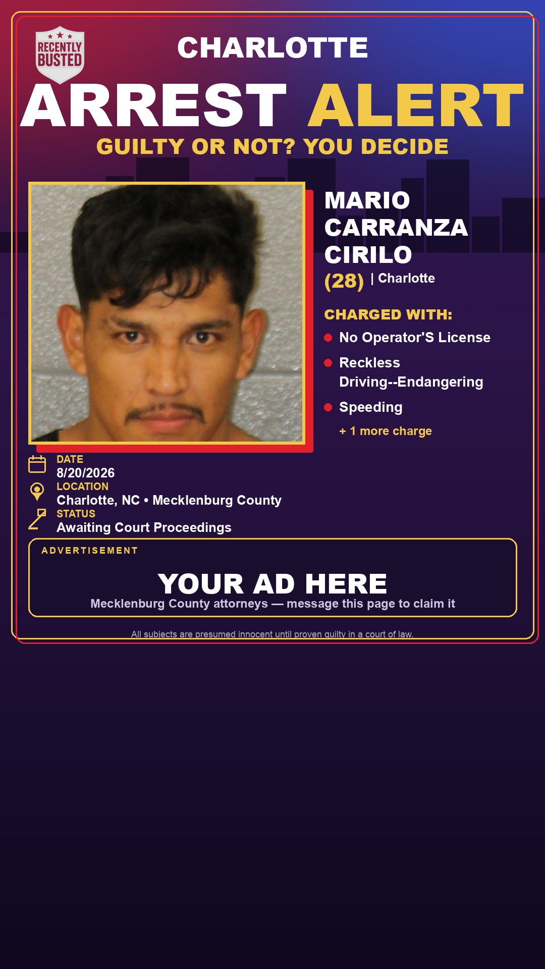 Arrest report - MARIO CARRANZA CIRILO