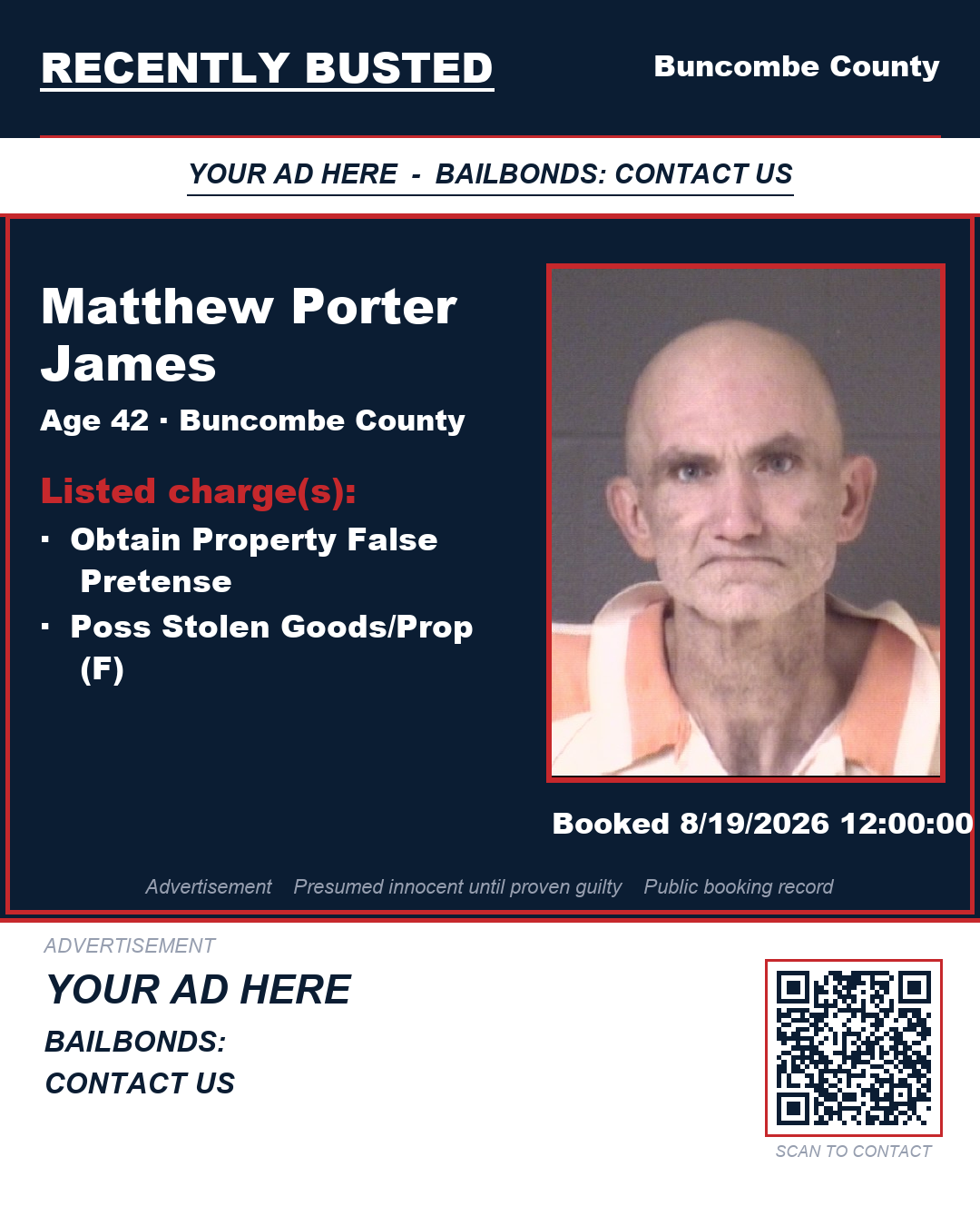 Arrest report - MATTHEW PORTER JAMES