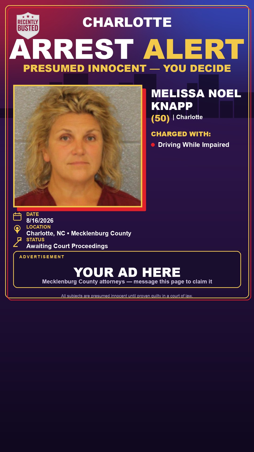 Arrest report - MELISSA NOEL KNAPP