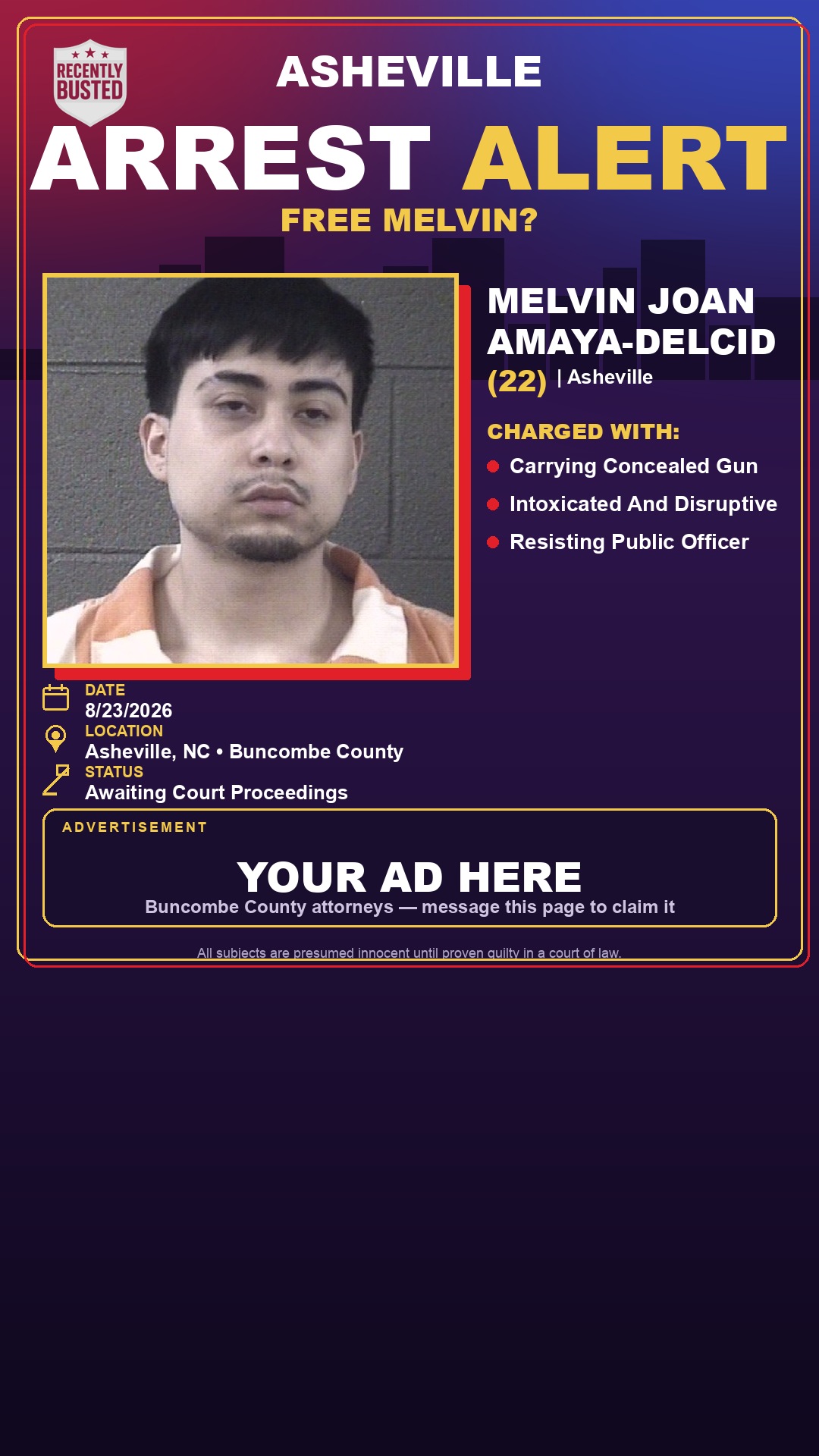 Arrest report - MELVIN JOAN AMAYA-DELCID