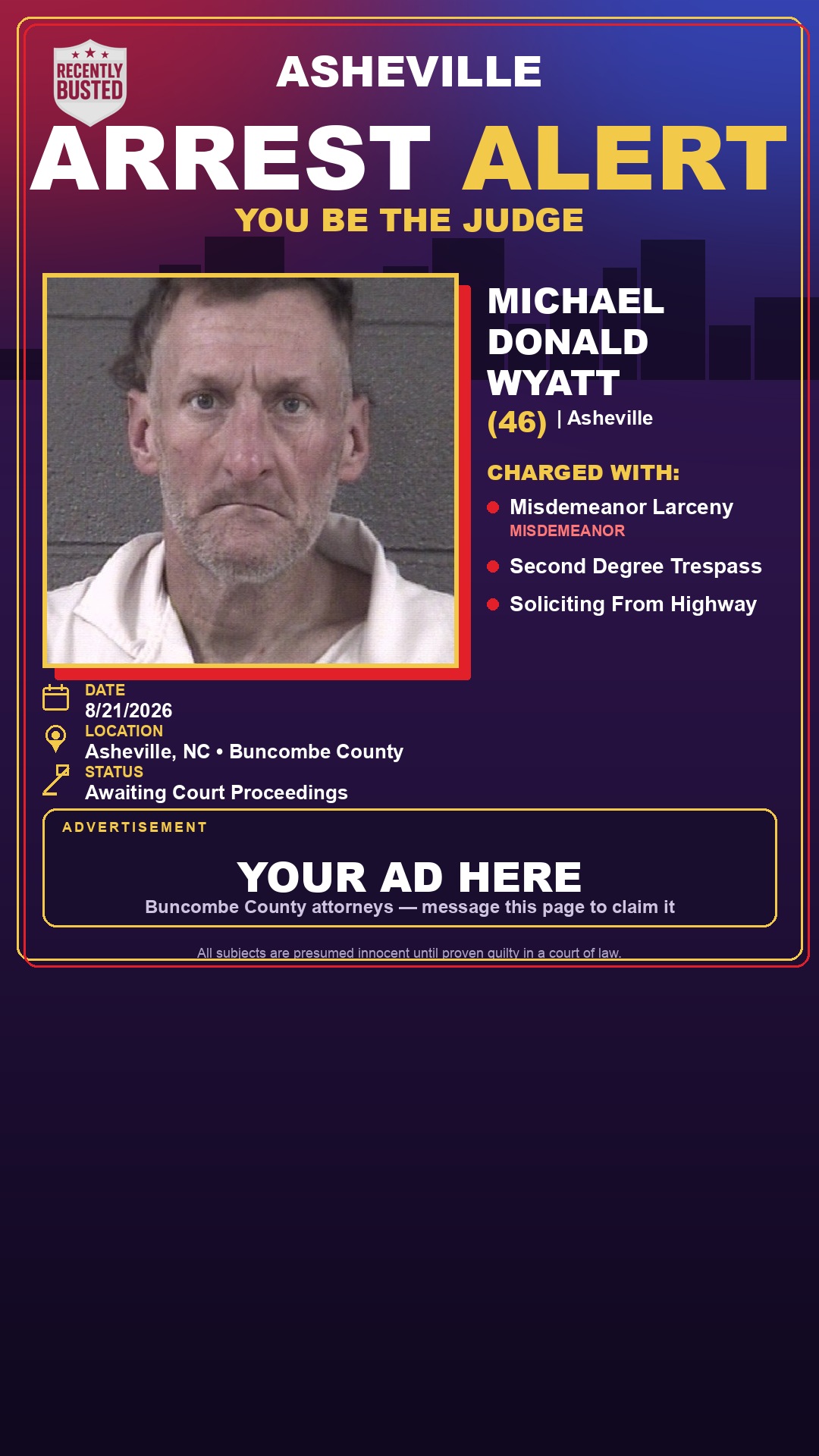 Arrest report - MICHAEL DONALD WYATT