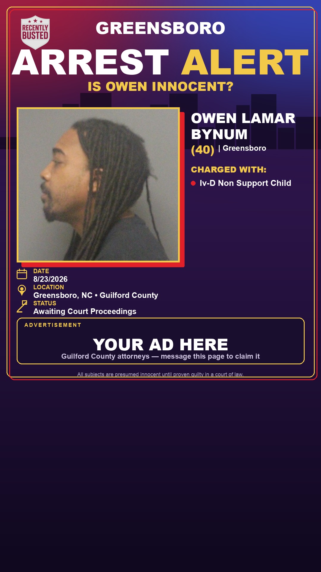 Arrest report - OWEN LAMAR BYNUM
