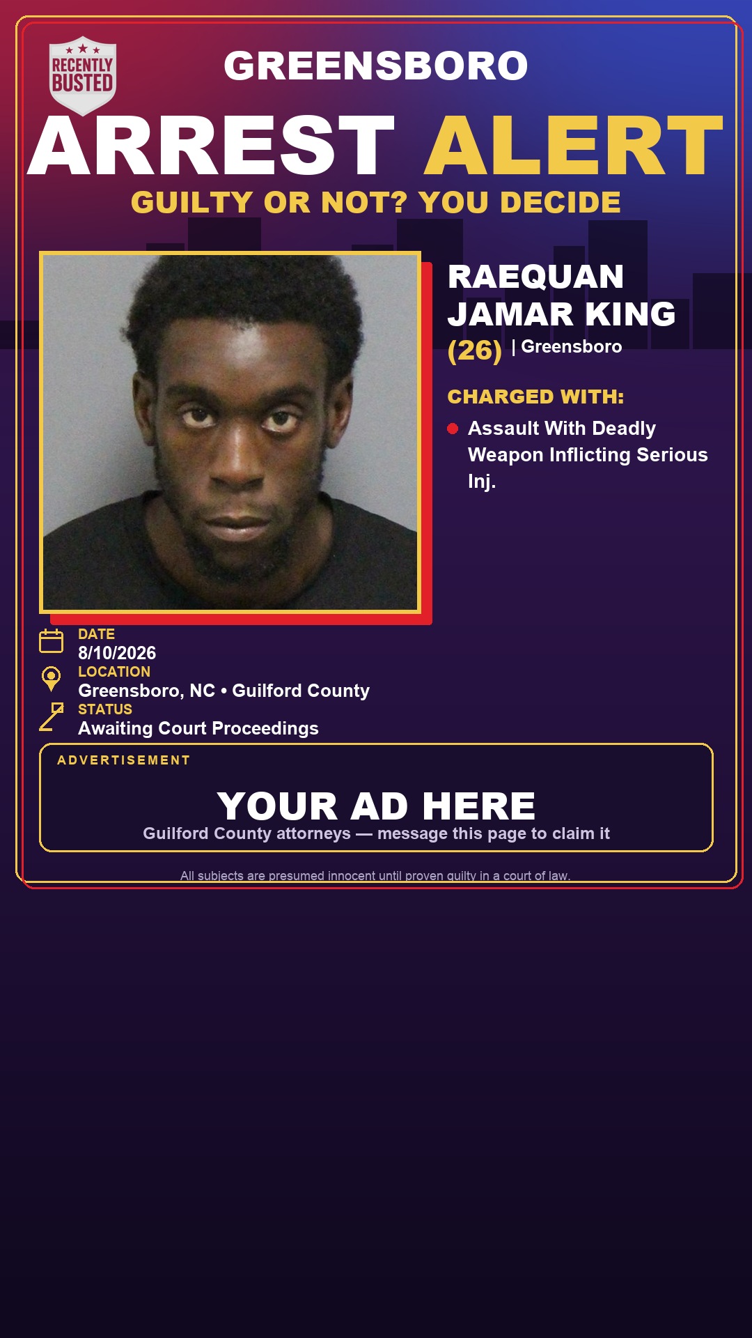 Arrest report - RAEQUAN JAMAR KING