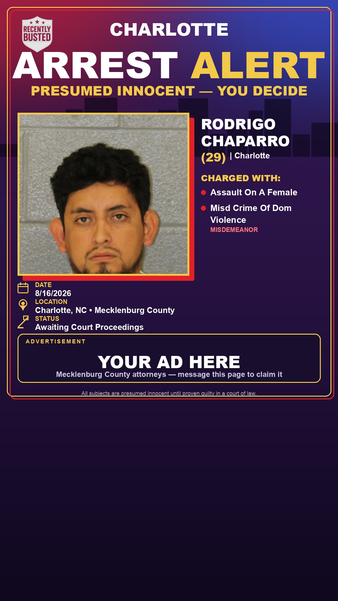 Arrest report - RODRIGO CHAPARRO