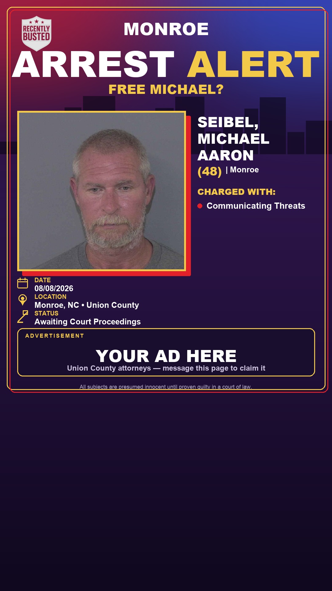 Arrest report - SEIBEL, MICHAEL AARON