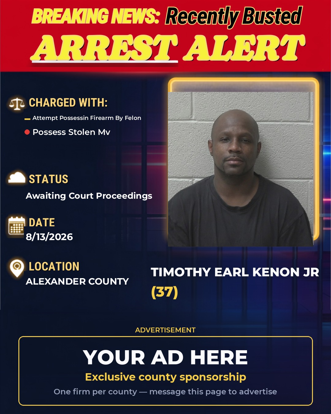 Arrest report - TIMOTHY EARL KENON JR