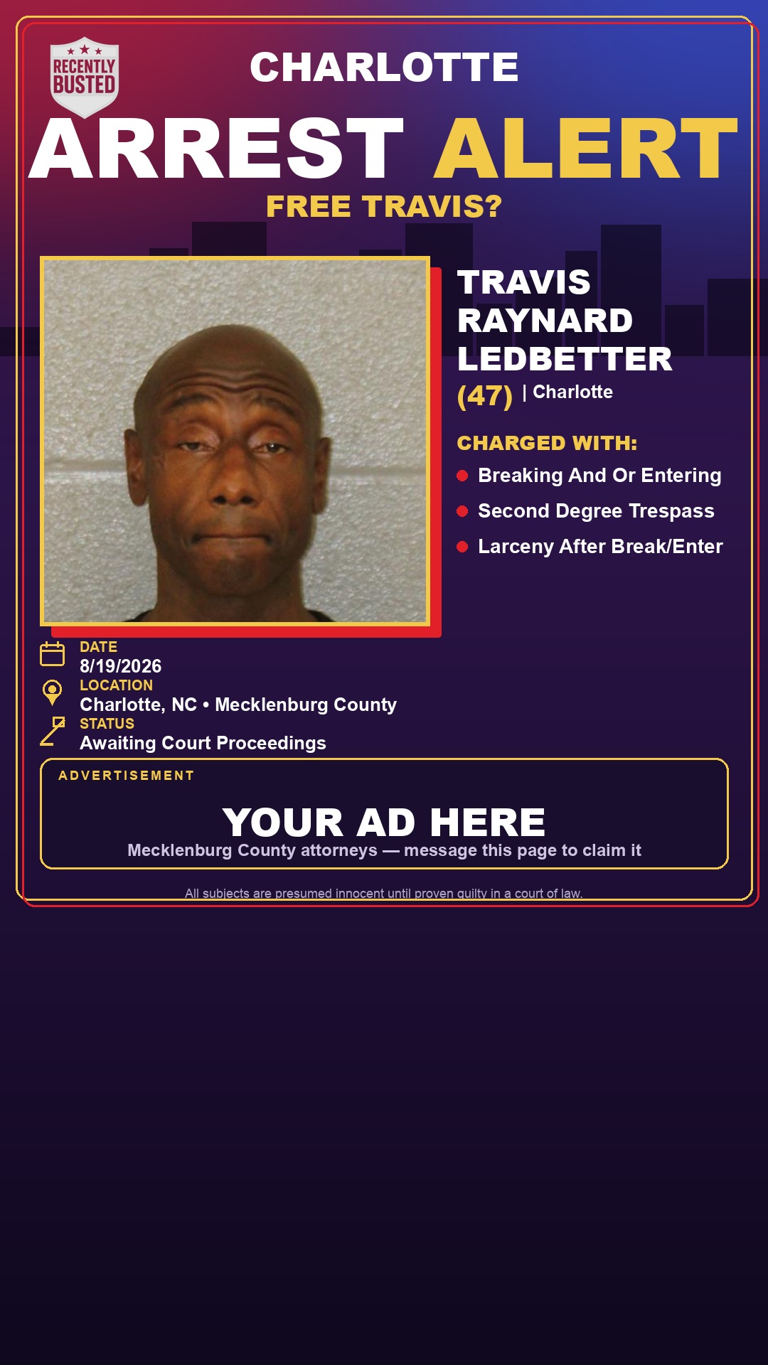 Arrest report - TRAVIS RAYNARD LEDBETTER